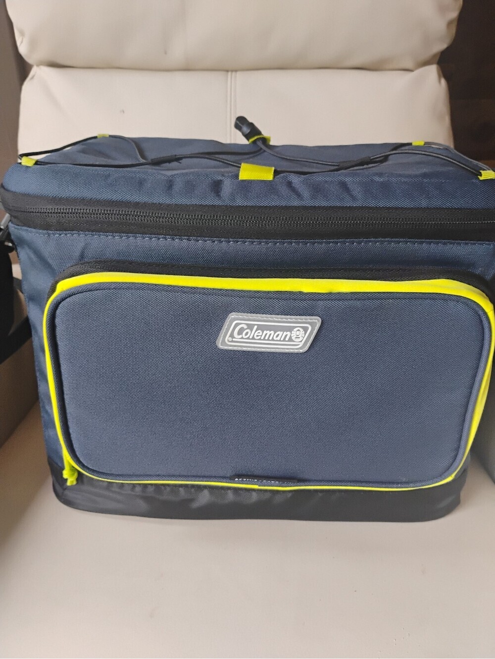 Coleman Soft Cooler Bag in Navy Blue with Yellow Accents